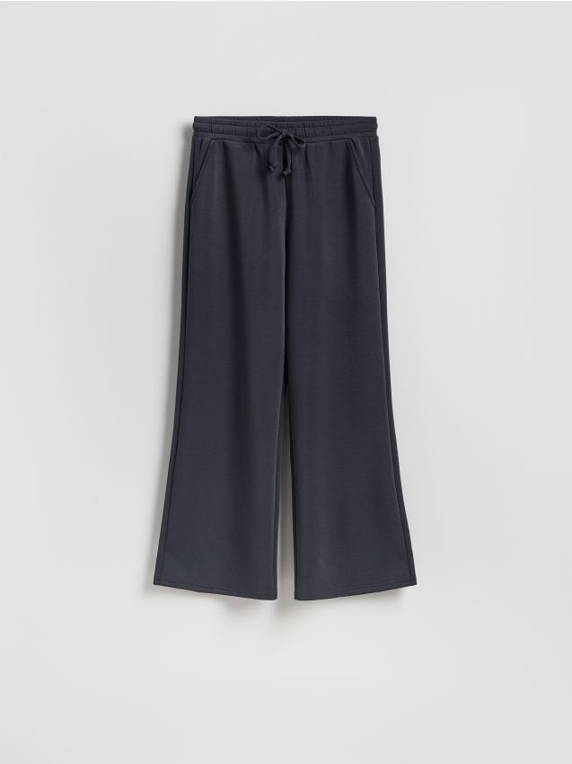 Reserved - Spodnie z szeroką nogawką - ciemnoszary
