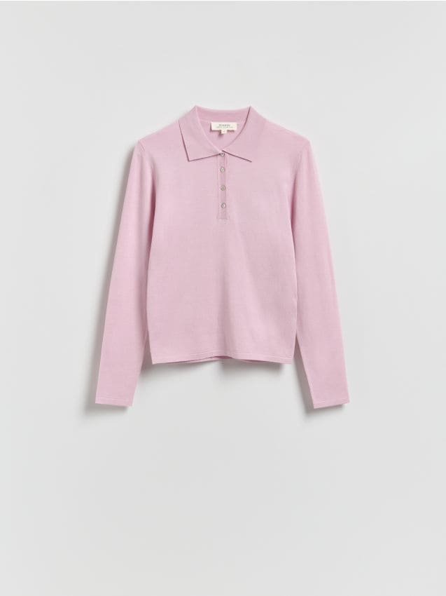 Reserved - Sweter z kołnierzykiem - różowy