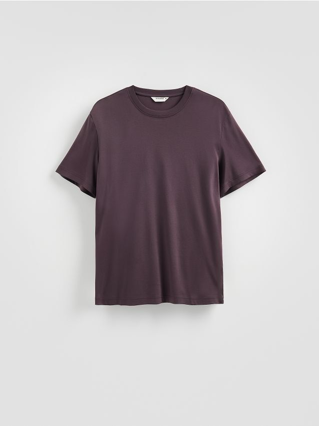 Reserved - T-shirt regular z bawełny merceryzowanej - brązowy