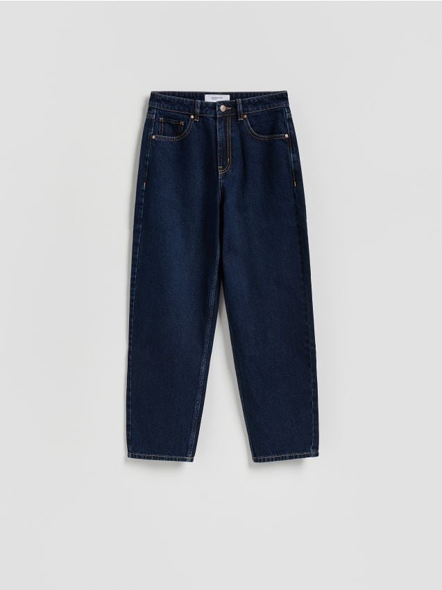 Reserved - Jeansy mom fit - granatowy