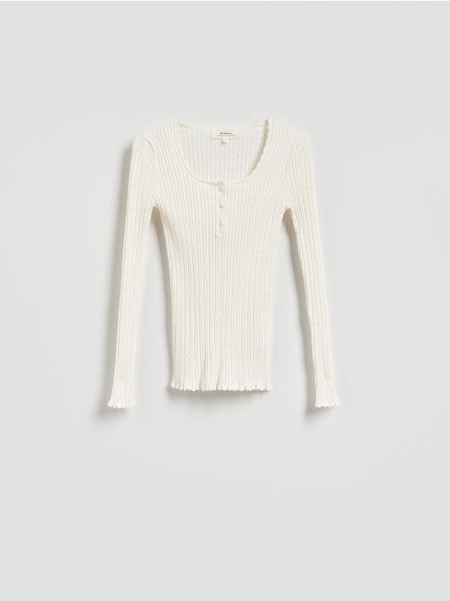 Reserved - Sweter z wiskozy - złamana biel