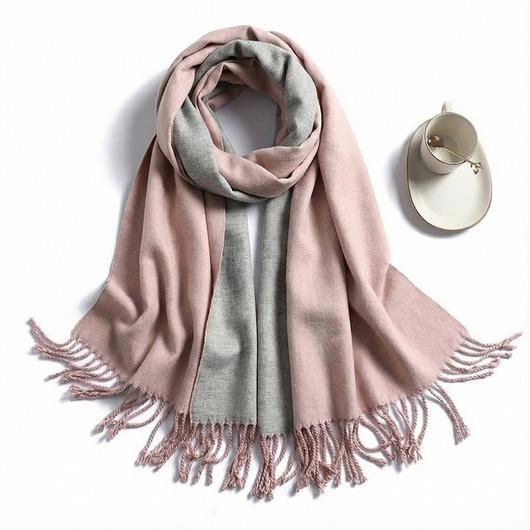 SZAL SZALIK kaszmir 100% kaszmirowy pudrowy Różowy