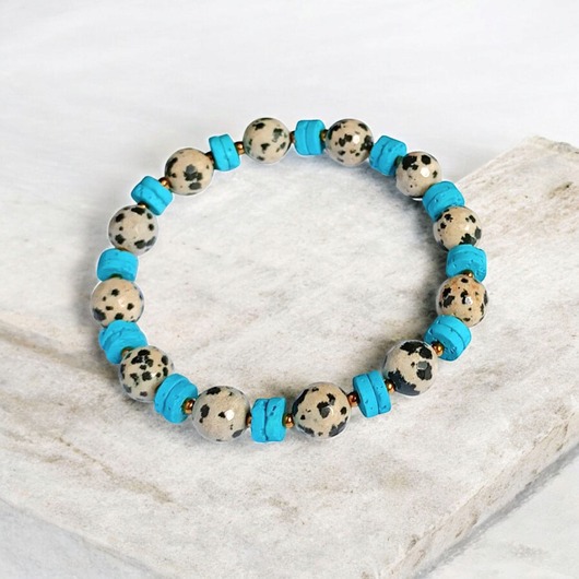 JASPER collection : bransoletka na gumce : jaspis & lawa turkusowa