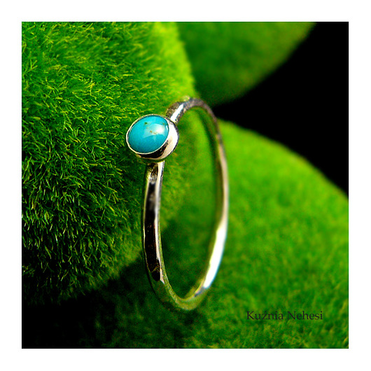 Pierścień Drobinek - Srebro Turkus