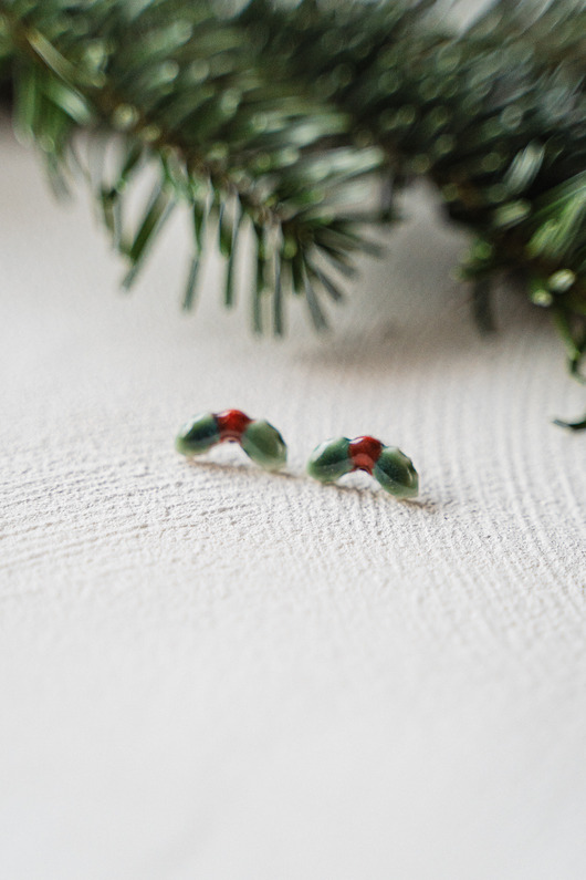 Kolczyki porcelanowe Ostrokrzew