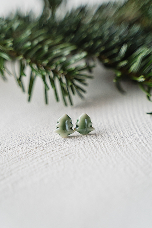 Kolczyki porcelanowe CHOINKA