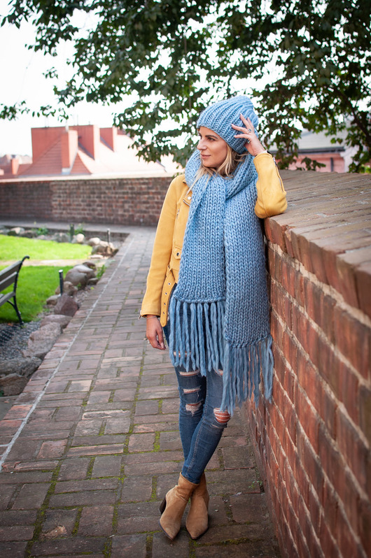 WOOLY długi wełniany szal- kolor do wyboru