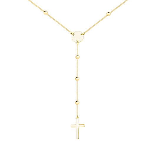 Naszyjnik różaniec z kuleczkami pozłacany