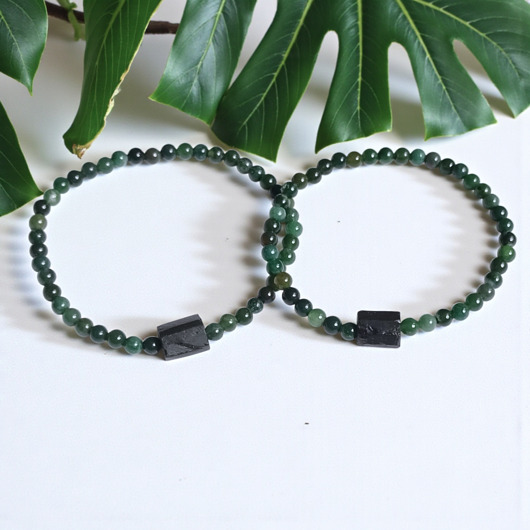 KOMPLET dla PARY : agat mszysty & czarny turmalin