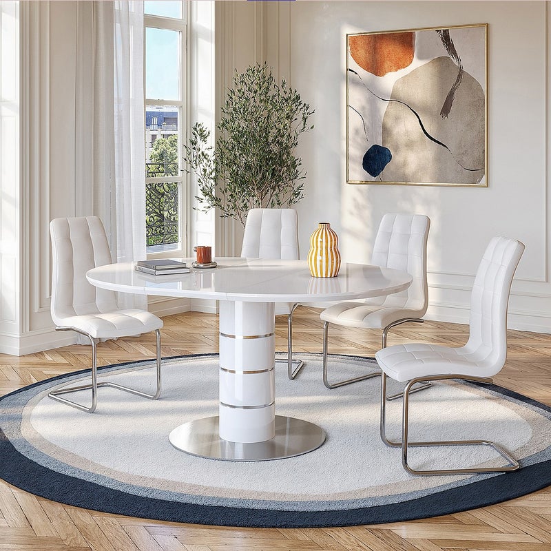 Zestaw 6 krzeseł NADYA – skóra syntetyczna – kolor biały