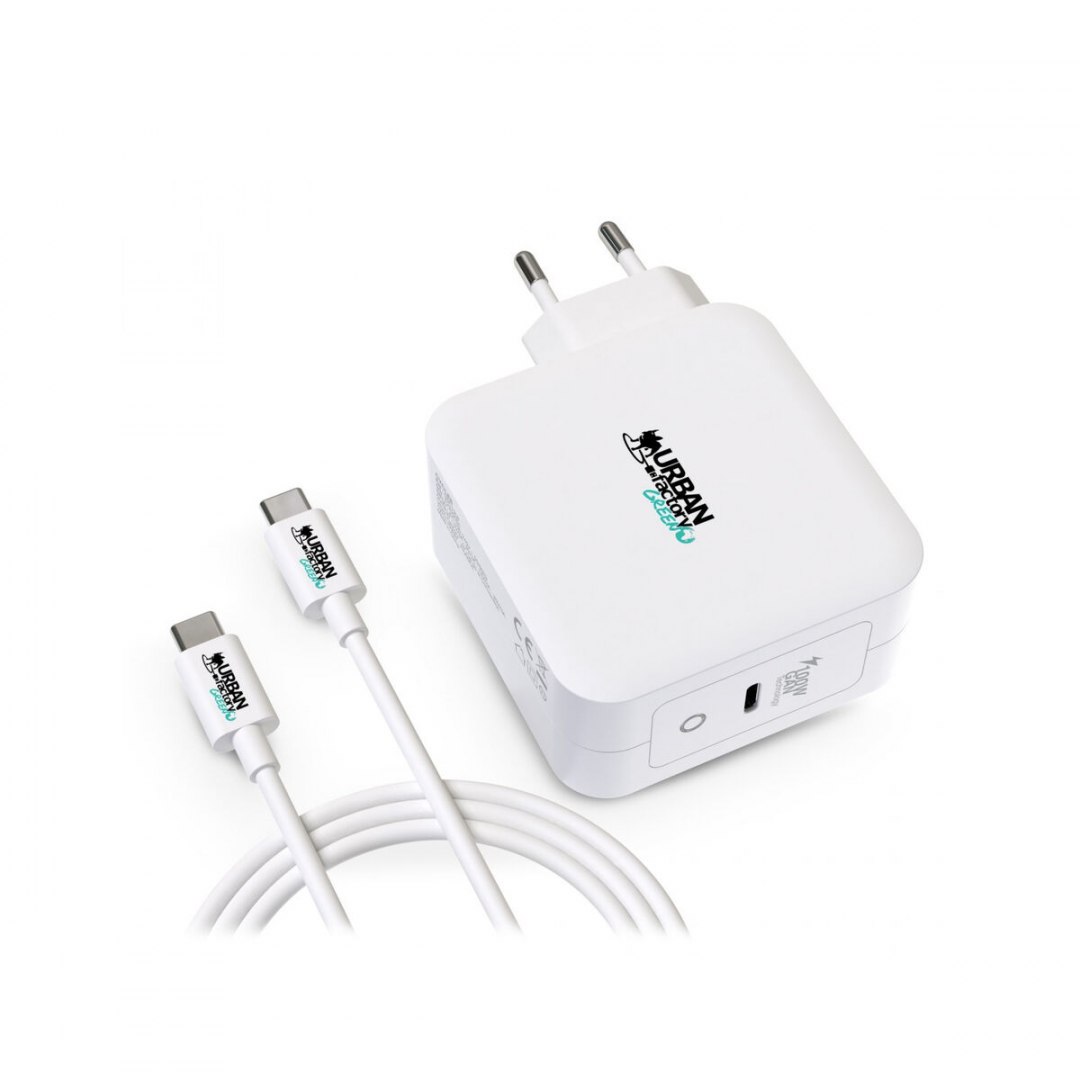 Ładowarka ścienna + kabel-USB C Urban Factory GSC10UF Biały