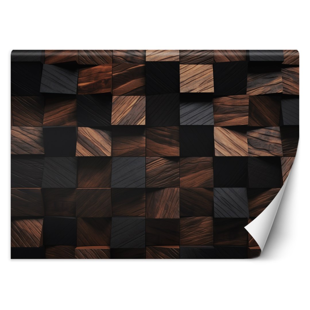 Fototapeta, Mozaika drewniana kostka 3D - 254x184