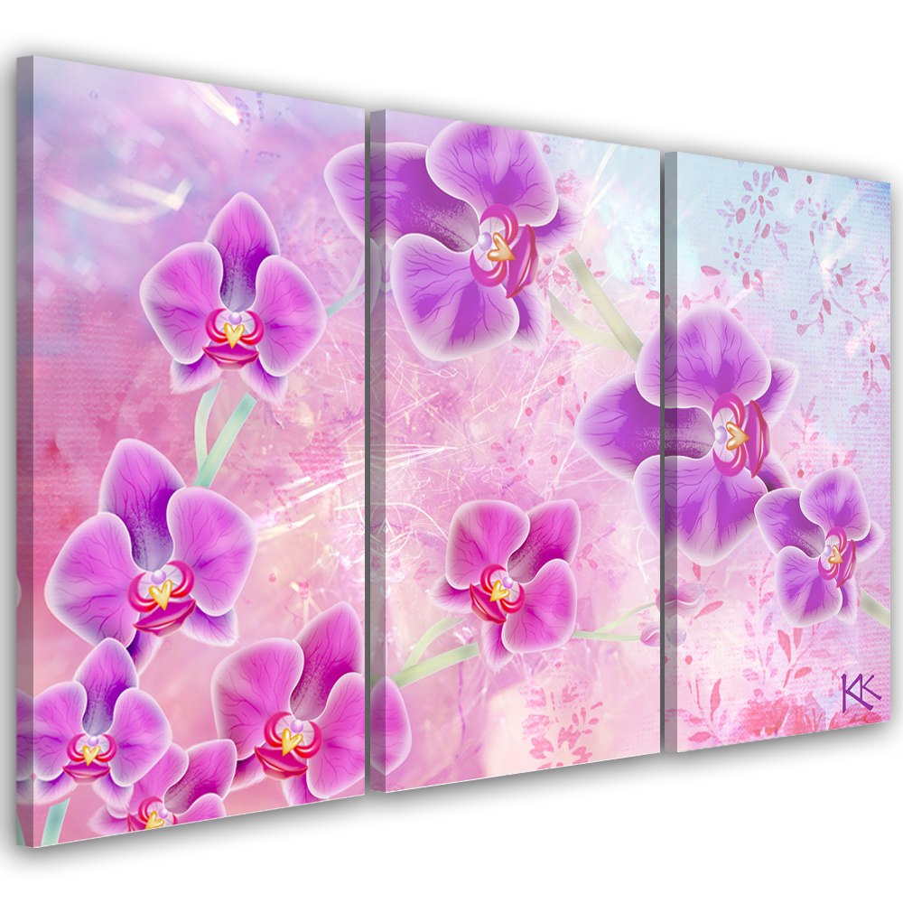 Obraz trzyczęściowy na płótnie, Orchidea Kwiaty Abstrakcja - 120x80
