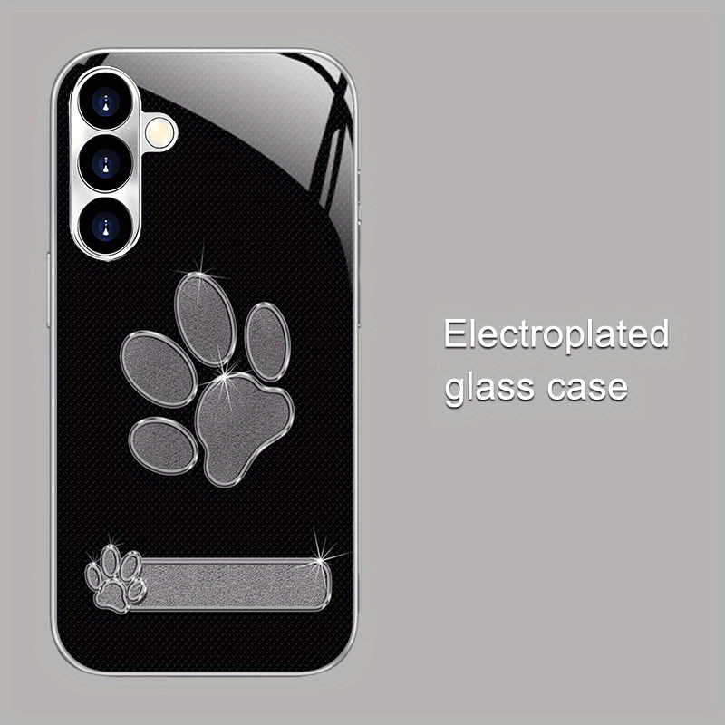 TEMU Etui na telefon: Premium Metalowa Tekstura z Wzorem Kociej Łapy, Posrebrzane Etui na for Samsung Galaxy S25/S24/S24FE/S24 Plus/S24