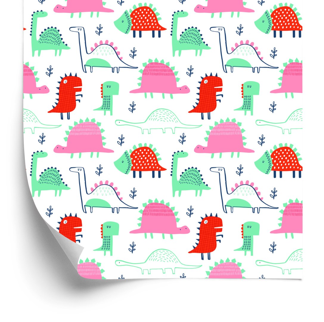 Tapeta Do Pokoju Dziecka Kolorowe Dinozaury Liście