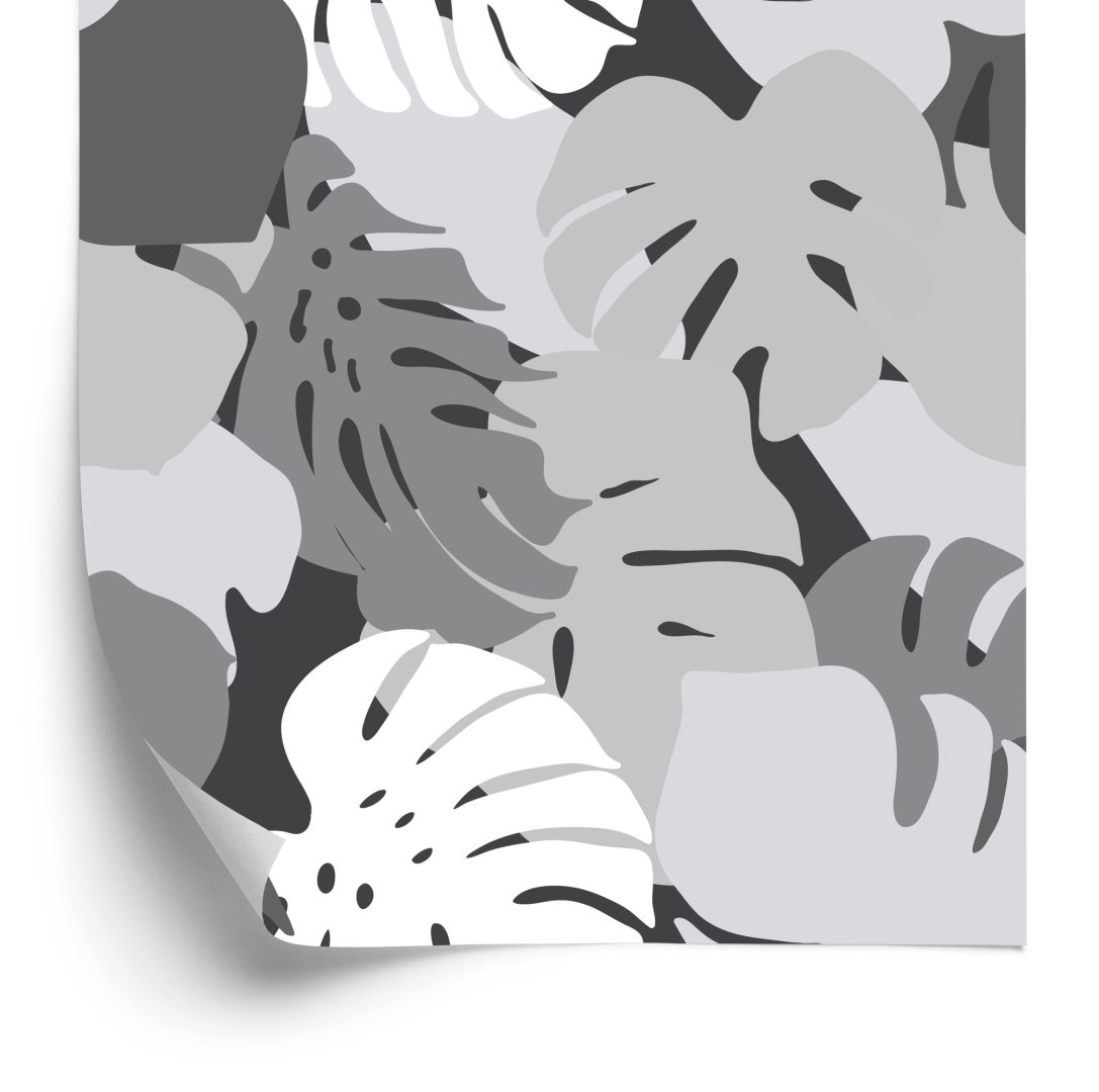 Tapeta Tropikalne Liście W Odcieniach Szarości