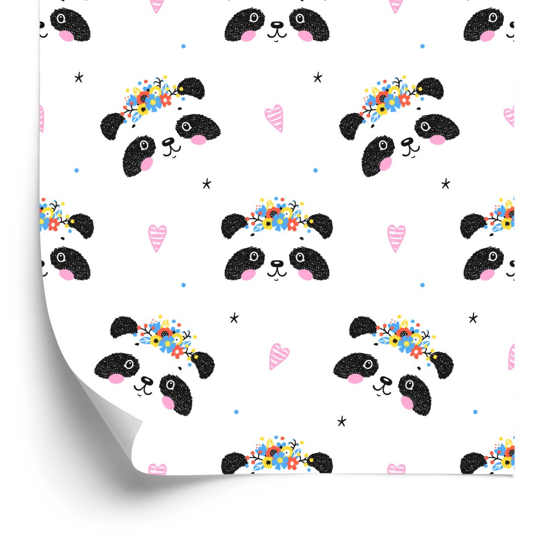 Tapeta Urocze Pandy Z Kwiatami