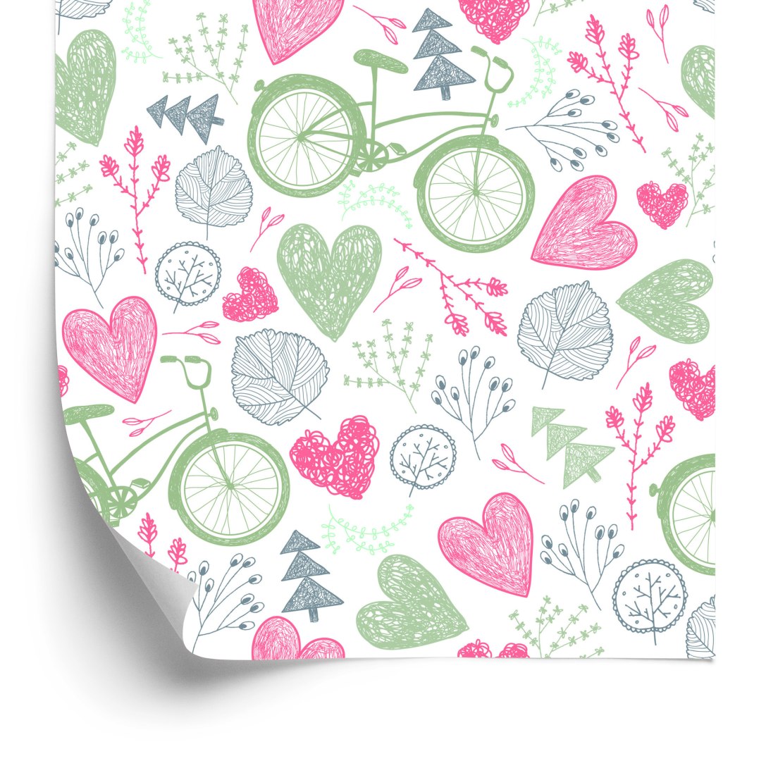 Tapeta Rysowany Las Z Rowerami