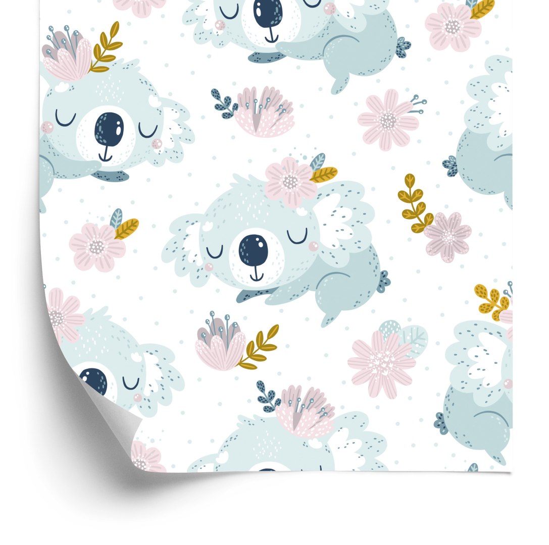 Tapeta Misie Koala Kwiaty