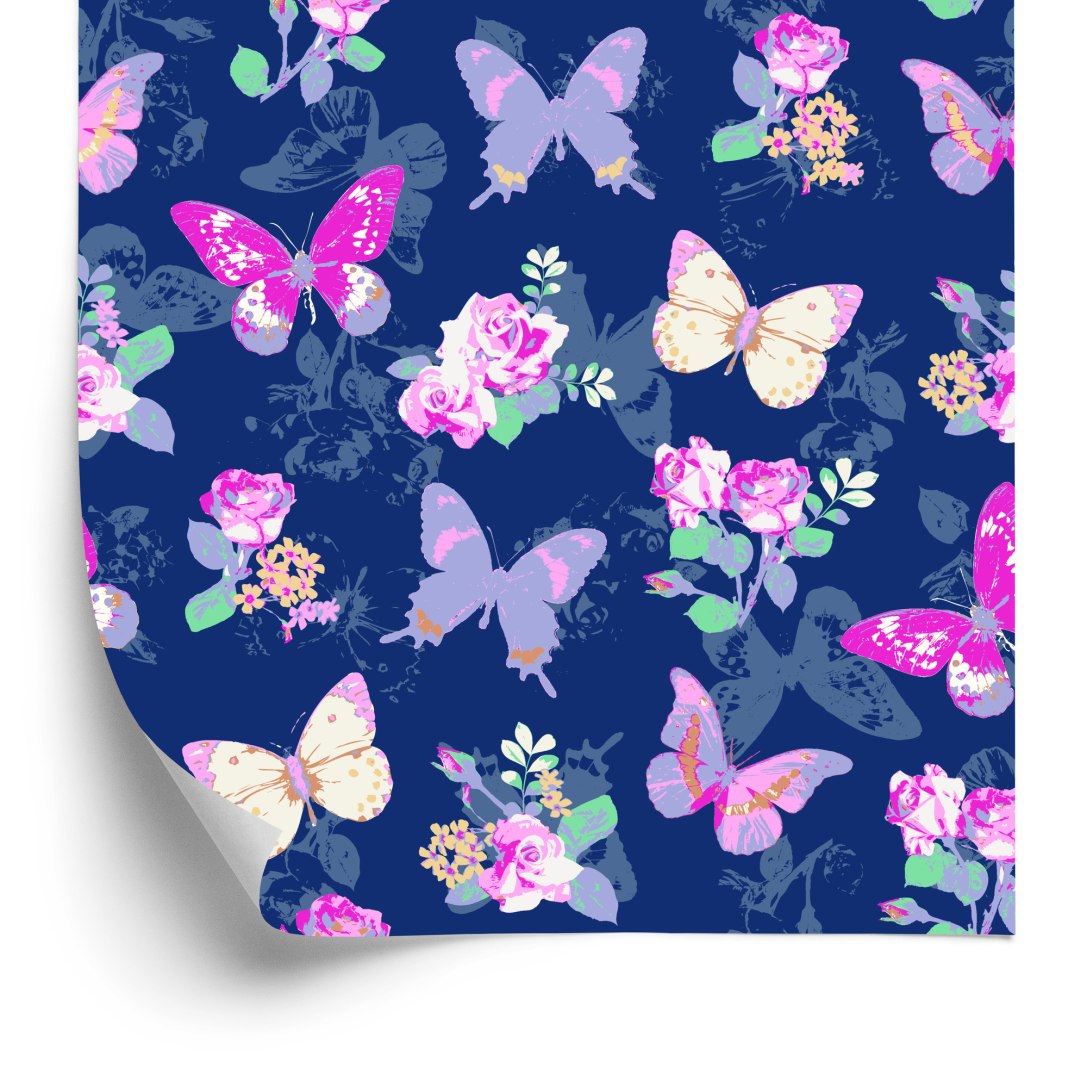 Tapeta Do Przedpokoju Motyle, Kwiaty, Liście, Róże