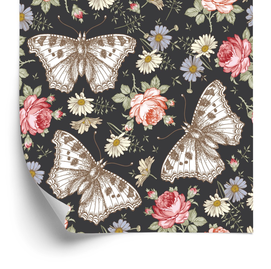 Tapeta Do Przedpokoju Motyle, Róże, Kwiaty, Liście