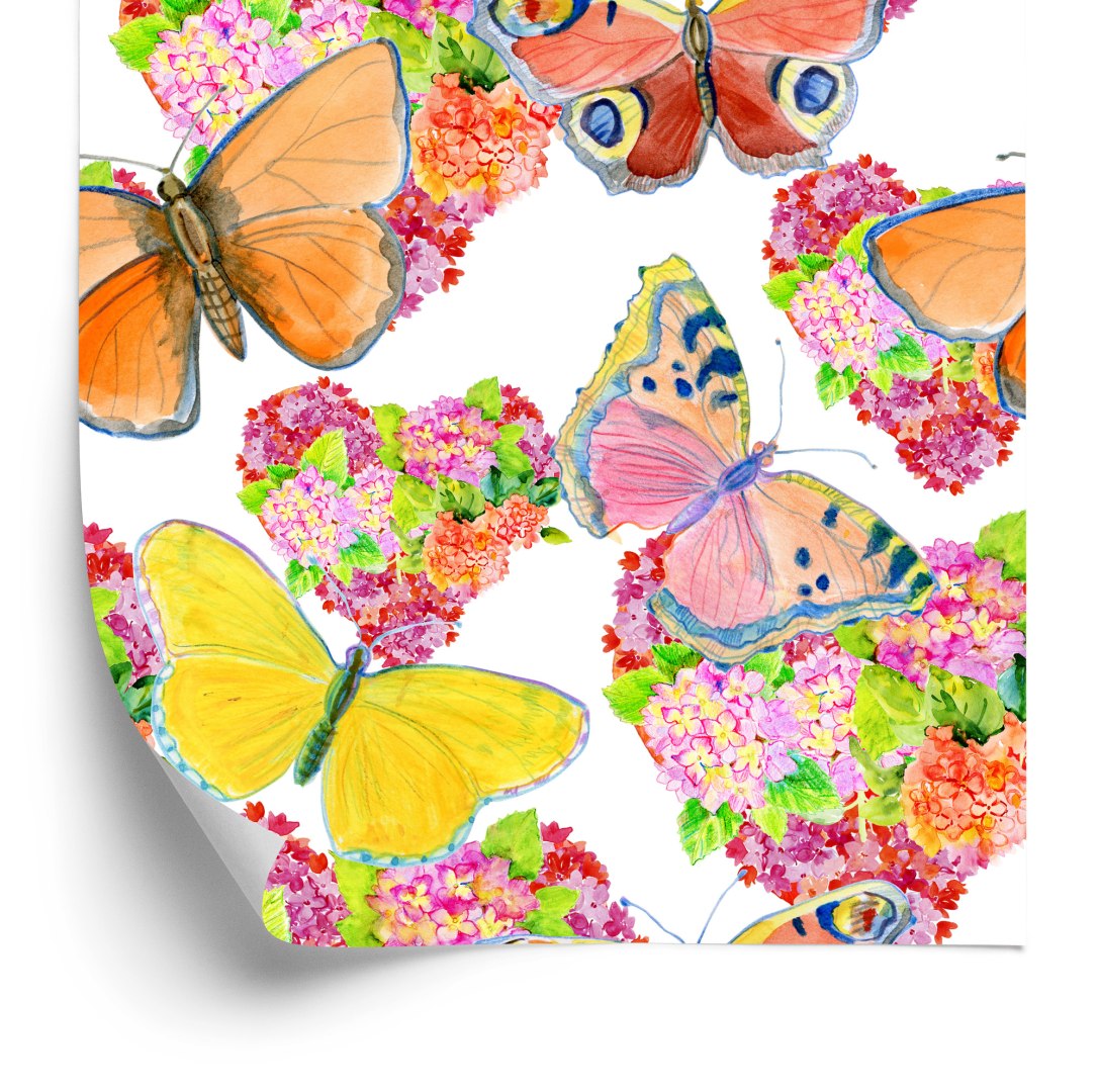 Tapeta Motyle, Kolorowe Kwiaty, Pokój Dziecięcy