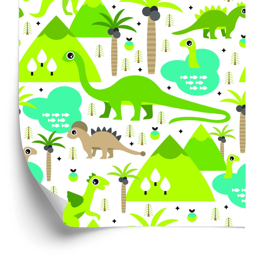 Tapeta Dinozaury Jeziora Drzewa Do Pokoju Chłopca