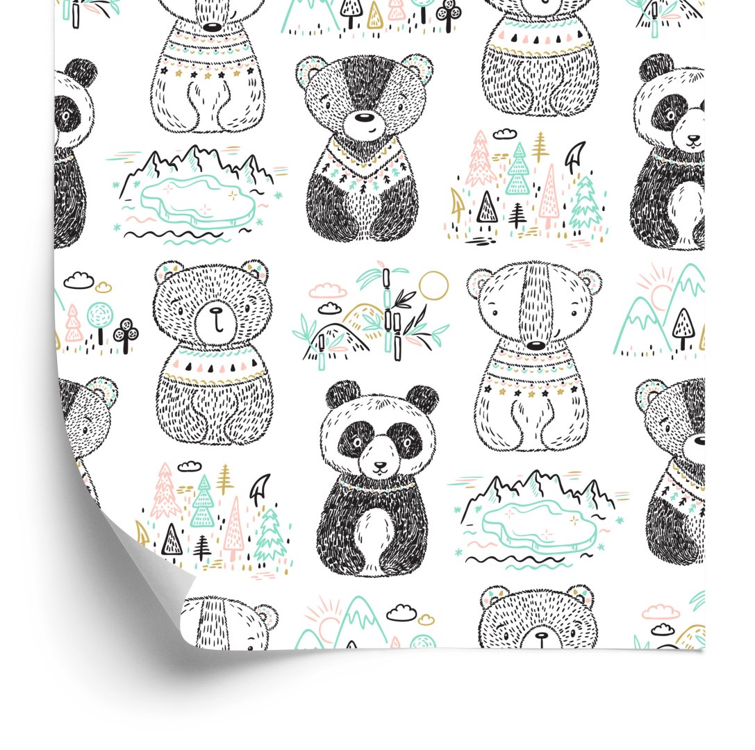 Tapeta Misie Panda Drzewa