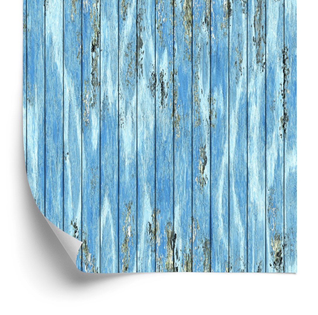 Tapeta Niebieskie Deski Drewniane W Stylu Vintage