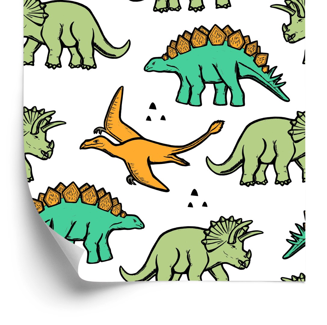 Tapeta W Kolorowe Dinozaury, Dla Dzieci