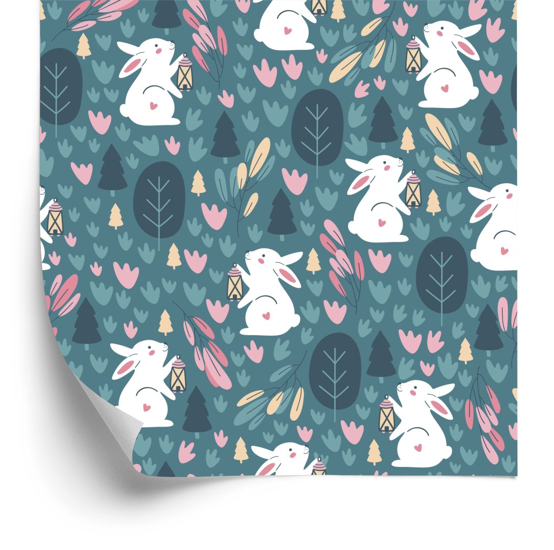 Tapeta Króliki Na Zielonym Tle