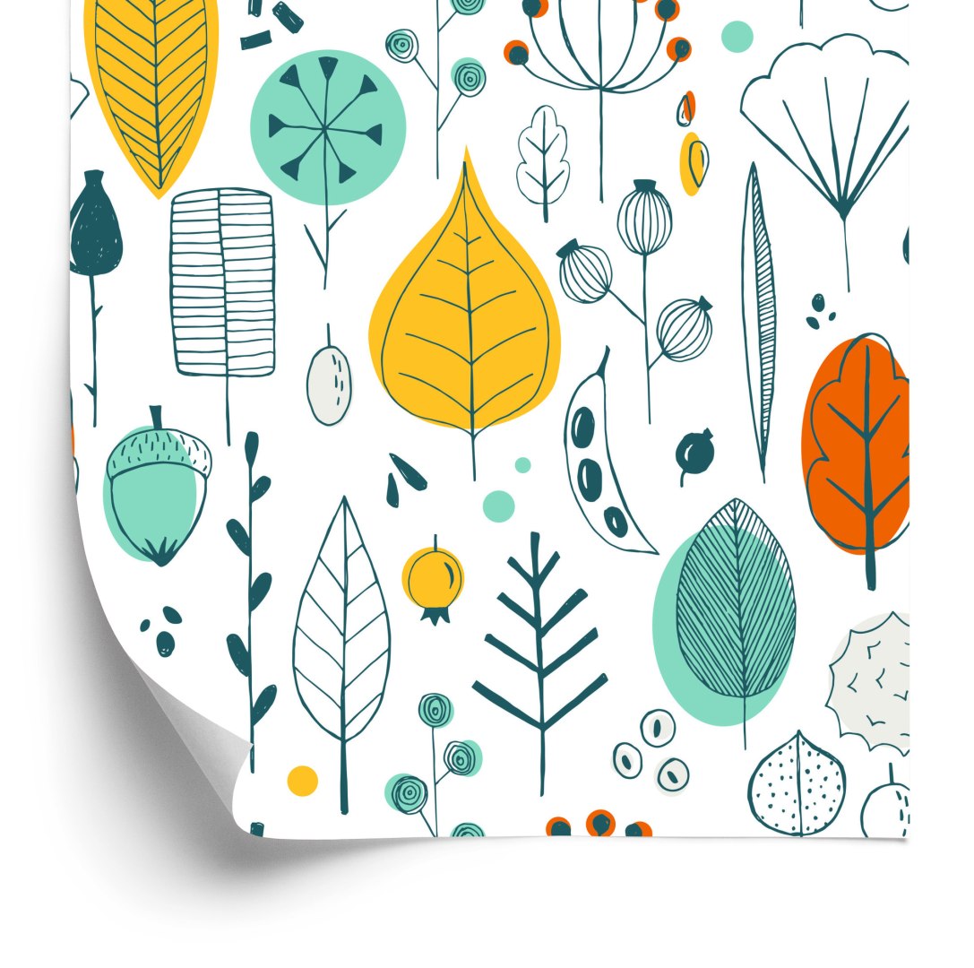 Tapeta Do Pokoju Dziecka Liście, Styl Skandynawski