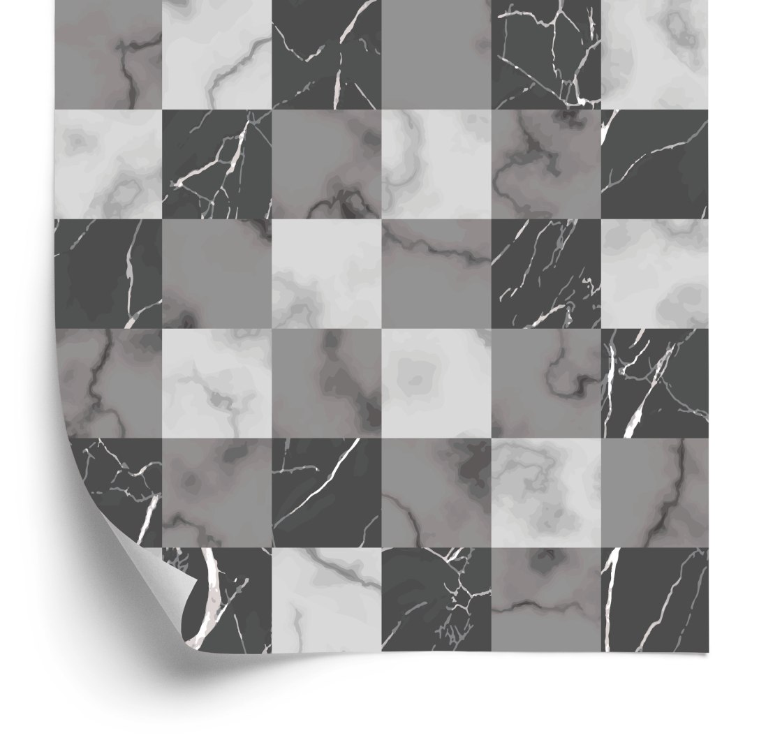 Tapeta Modernistyczna Szara Krata Na Wzór Marmuru