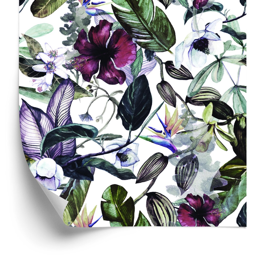 Tapeta Liście Tropikalne Kwiaty