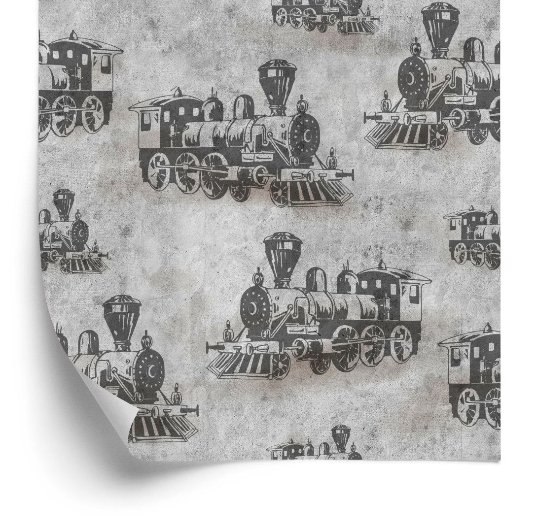 Tapeta Lokomotywy Vintage Na Tle Betonu