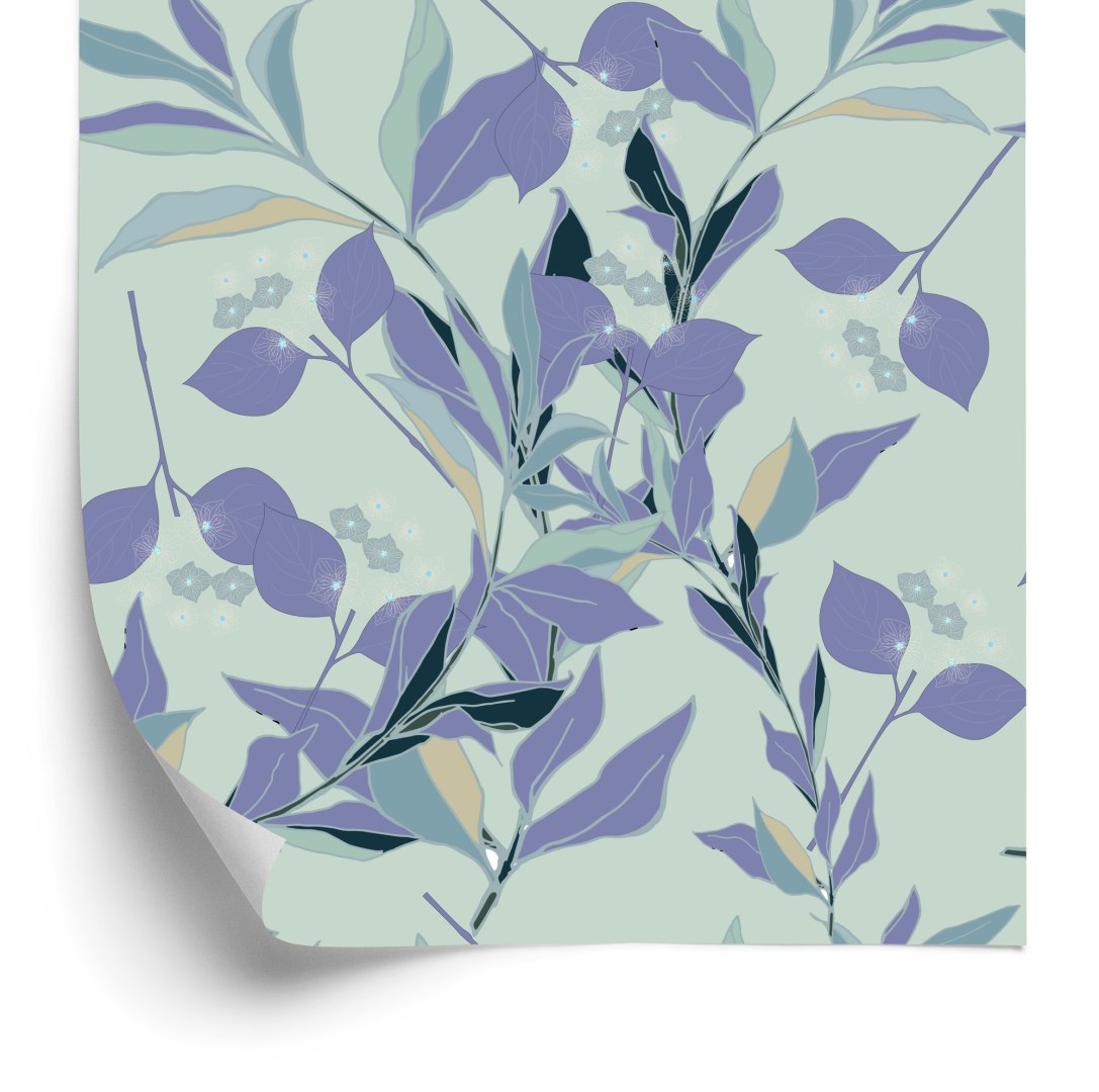 Tapeta Fioletowe I Niebieskie Listki