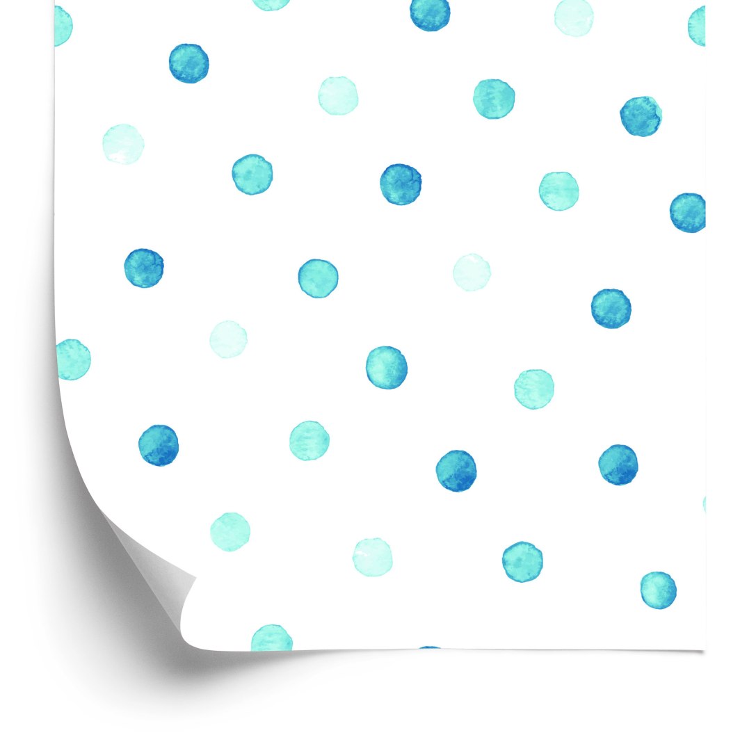Tapeta Niebieskie Kropki Malowane Akwarelą