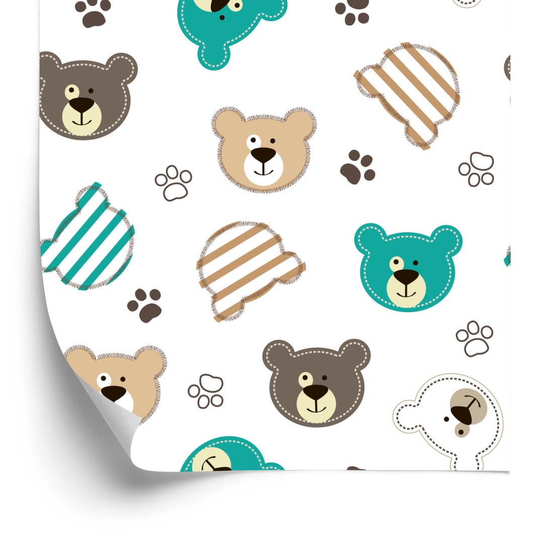 Tapeta Kolorowe Misie Paski Łapki