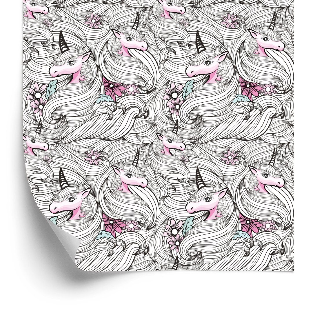 Tapeta Dla Dziewczynki Jednorożce Kolorowe Kwiaty