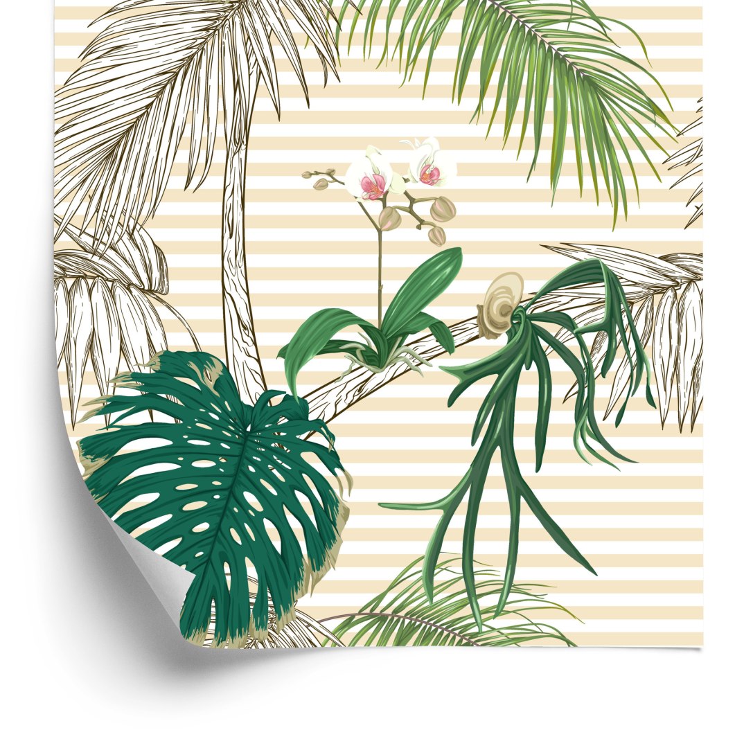 Tapeta Zielone Liście I Palmy