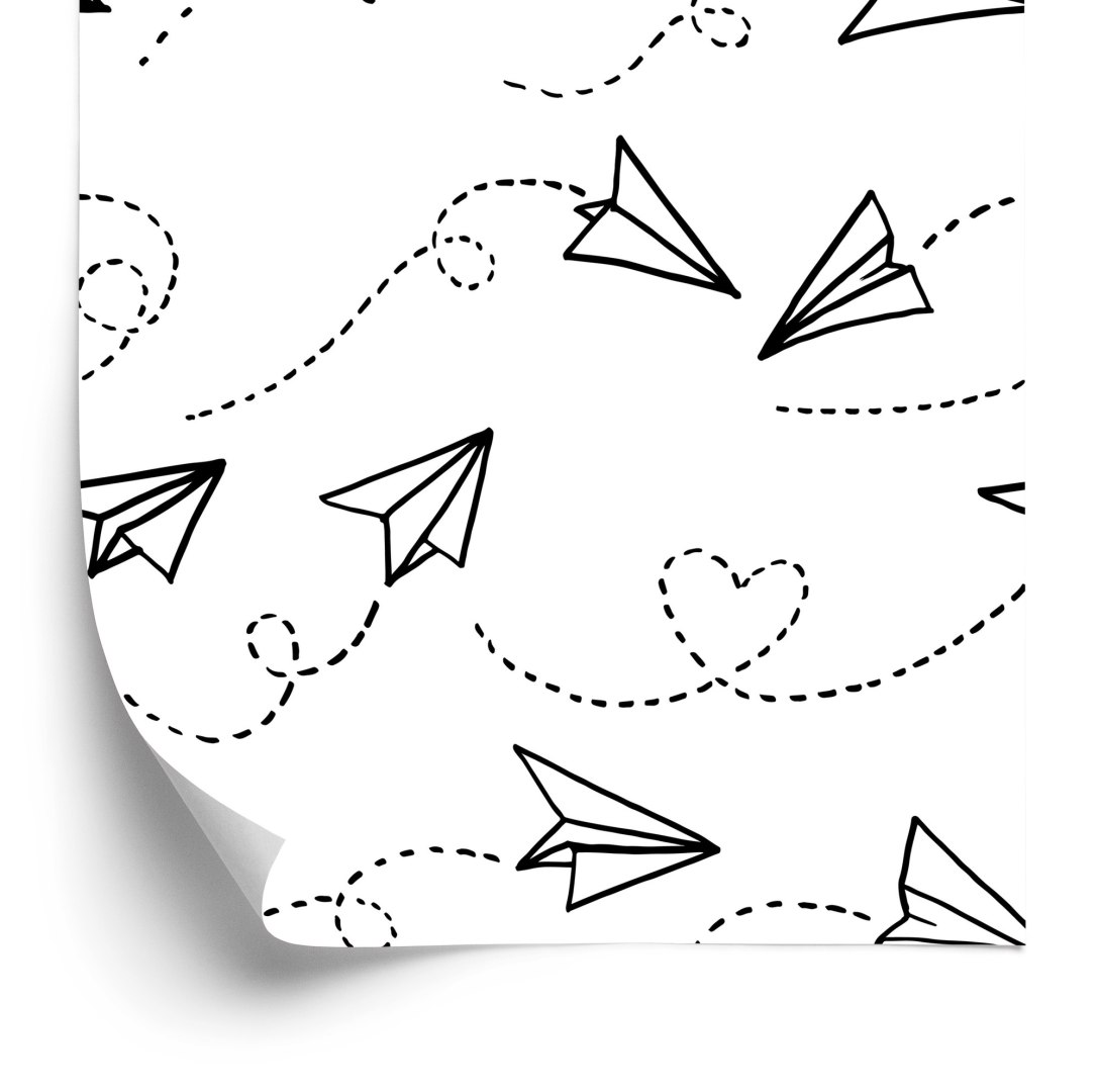 Tapeta Papierowe Samoloty Z Serduszkami