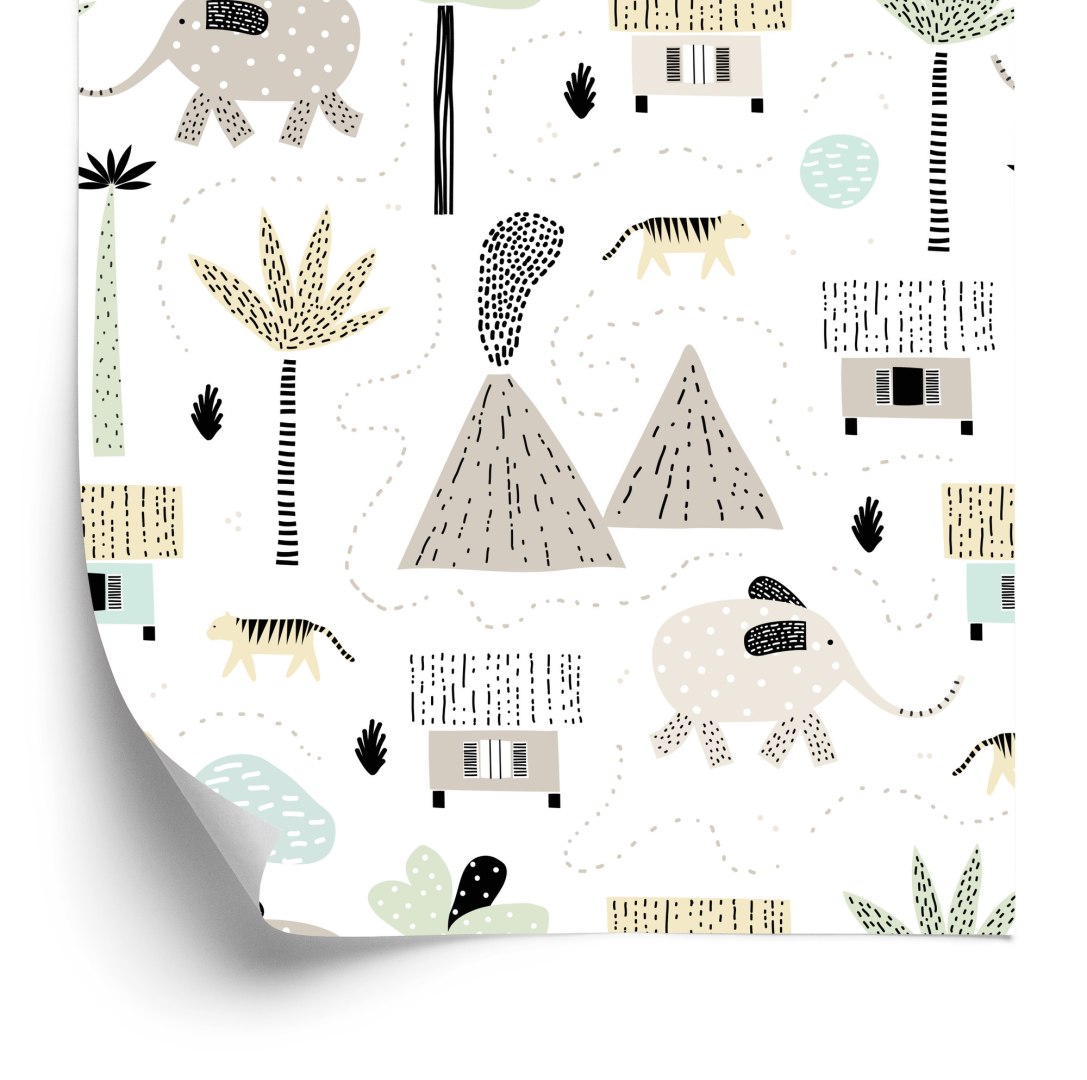 Tapeta Dla Chłopca, Zwierzęta Palmy Wulkan