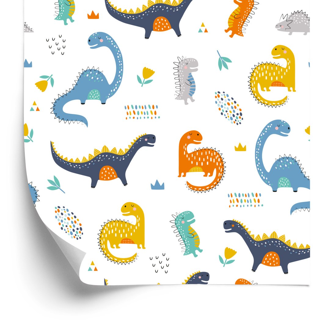Tapeta Do Pokoju Chłopca Dinozaury Kwiaty