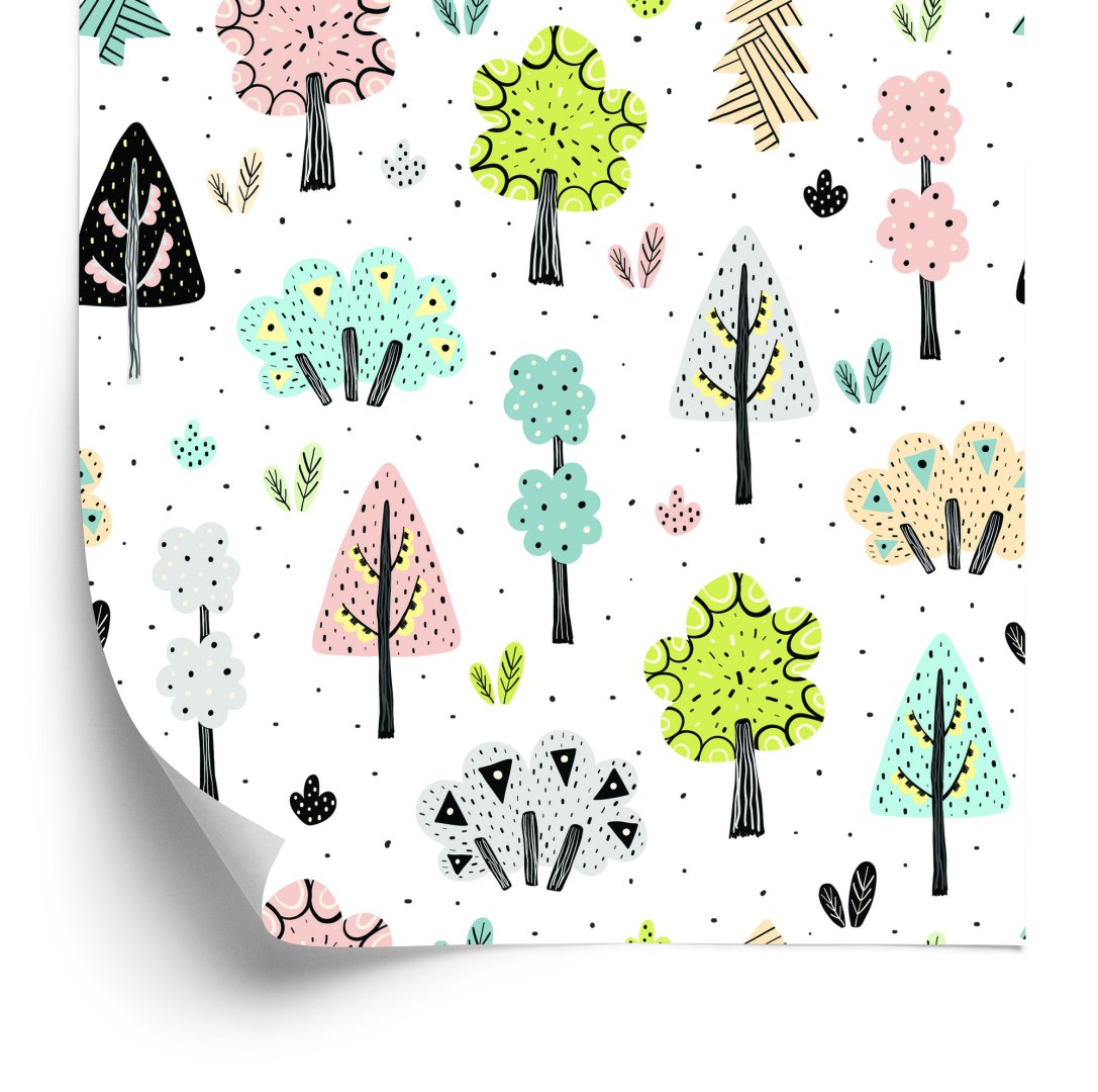 Tapeta Dla Dzieci - Piękny Las W Stylu Skandynawskim