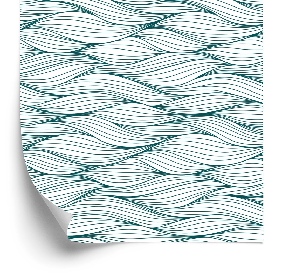 Tapeta Retro - Nieregularne Fale Na Białym Tle