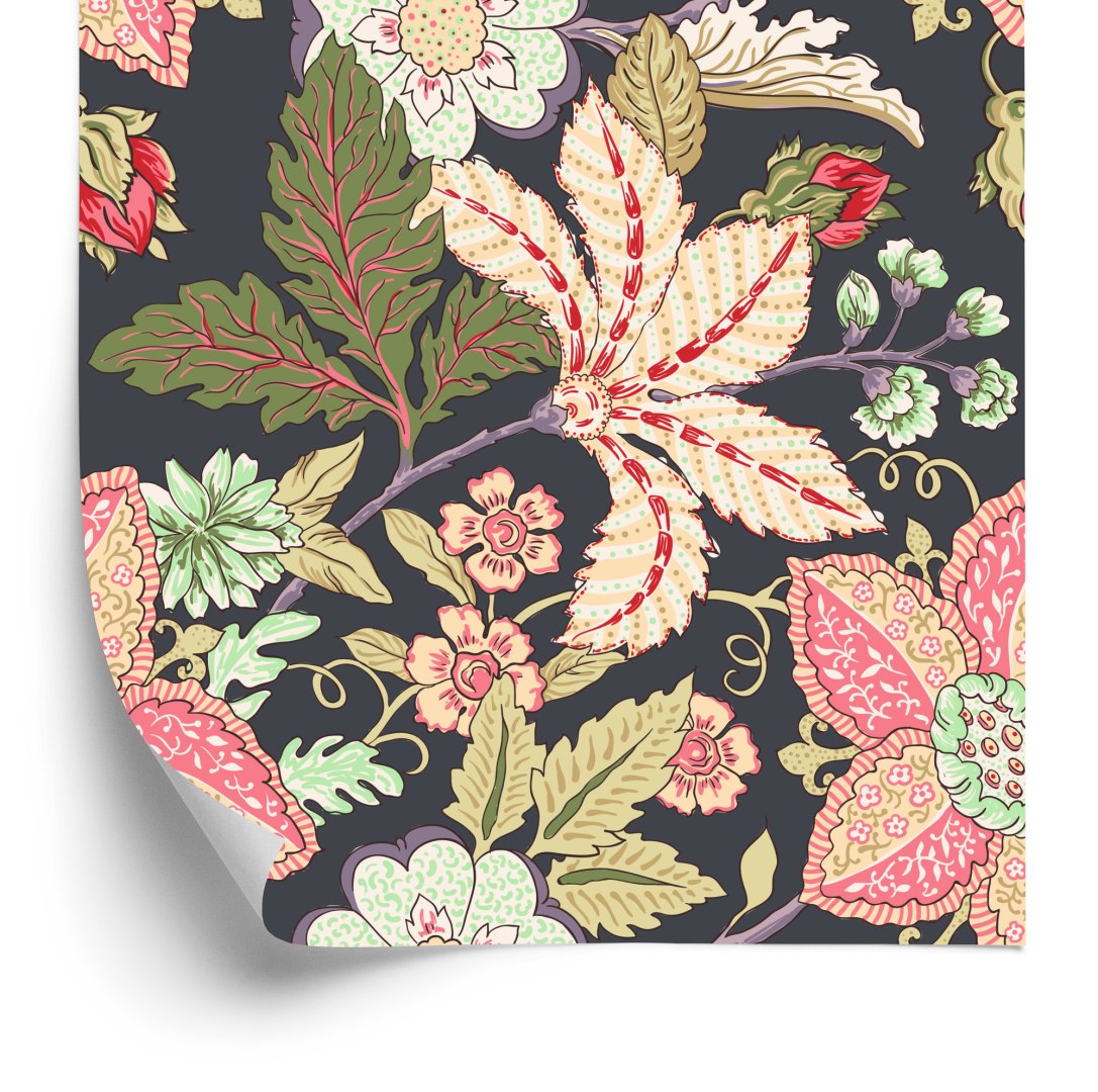 Tapeta Kwiaty Z Liśćmi Vintage