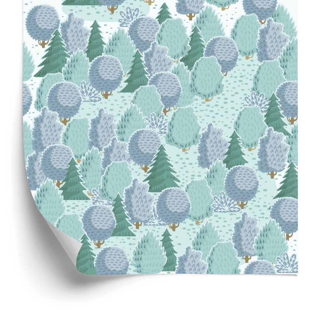 Tapeta Kolorowy Las Z Krzewami