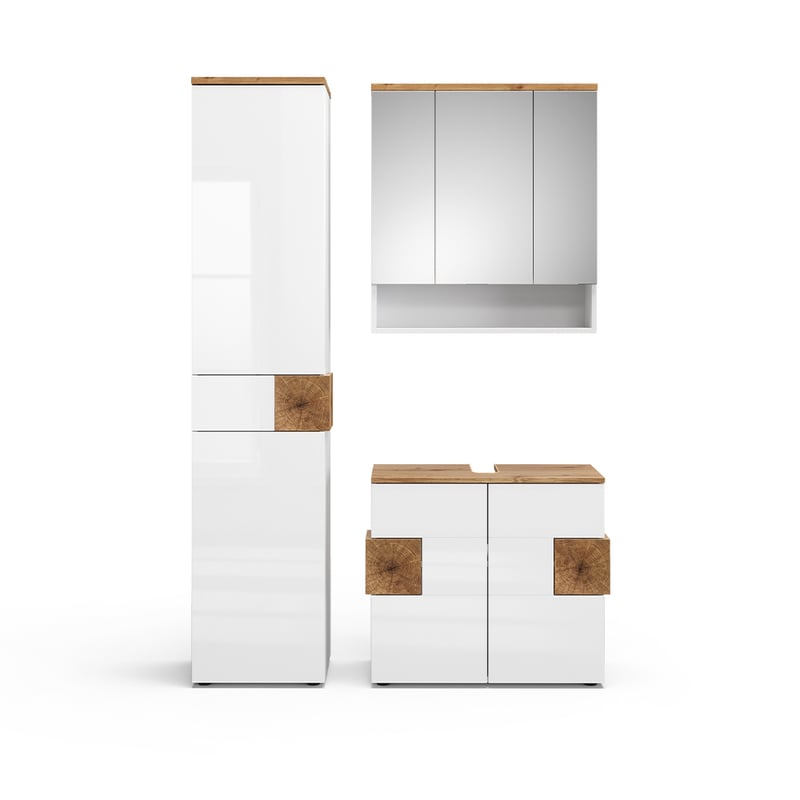 Vicco Zestaw mebli łazienkowych Eden, Biały, 3 części, z modułem wysokim