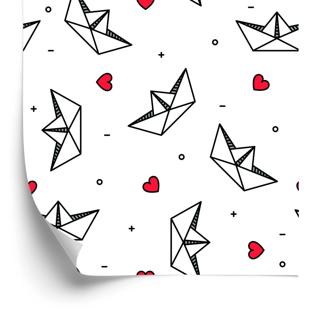 Tapeta Papierowe Łódki Z Serduszkami