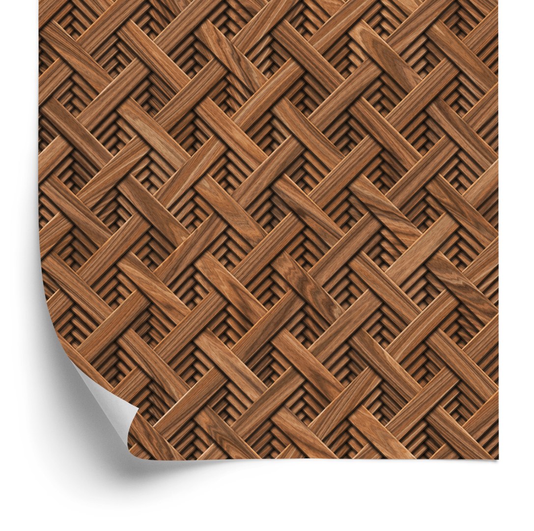 Tapeta Drewniany Wzór Geometryczny 3D